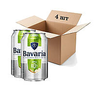 Упаковка безалкогольного пива светлое фильтрованное Bavaria Apple, Non Alcoholic 0.33 л х 4шт.