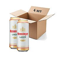 Пиво Henninger Lager светлое фильтрованное в железной банке 4.8% 0.5л х 4шт.