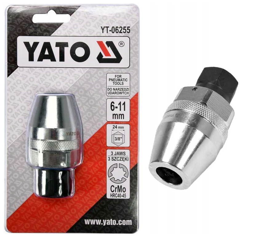 Шпилькокрут ударний цанговий 6-11 мм YATO (YT-06255) 3/8"