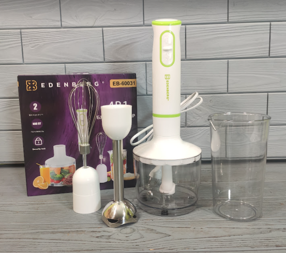 Блендер заглибний 4в1 електричний (міксер, подрібнювач, блендер) Edenberg EB-60031 800 Вт, фото 1