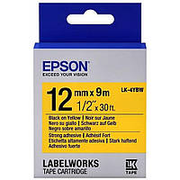 Картридж с лентой Epson LK4YBW9 принтеров LW-300/400/400VP/700 Strng adh Blk/Yell 12mm/9m