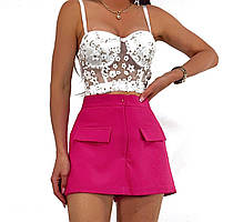 Жіноча стильна коротка модна юбка - шорти (42-48р). Арт 3307/14 Малина