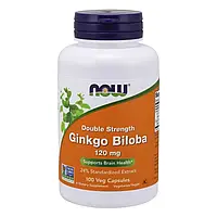 Гинкго Билоба NOW Foods, Ginkgo Biloba, Double Strength, 120 мг, 100 вегетарианских капсул