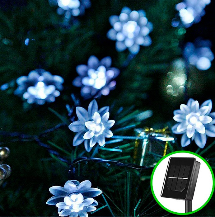 Гірлянда на сонячній батареї Сакура 4.5 метра 30 led. Білий