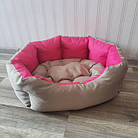 Диван лежак для собак і кішок зі знімною подушкою антикіготь, Спальні місця для хатніх тварин бежроз L