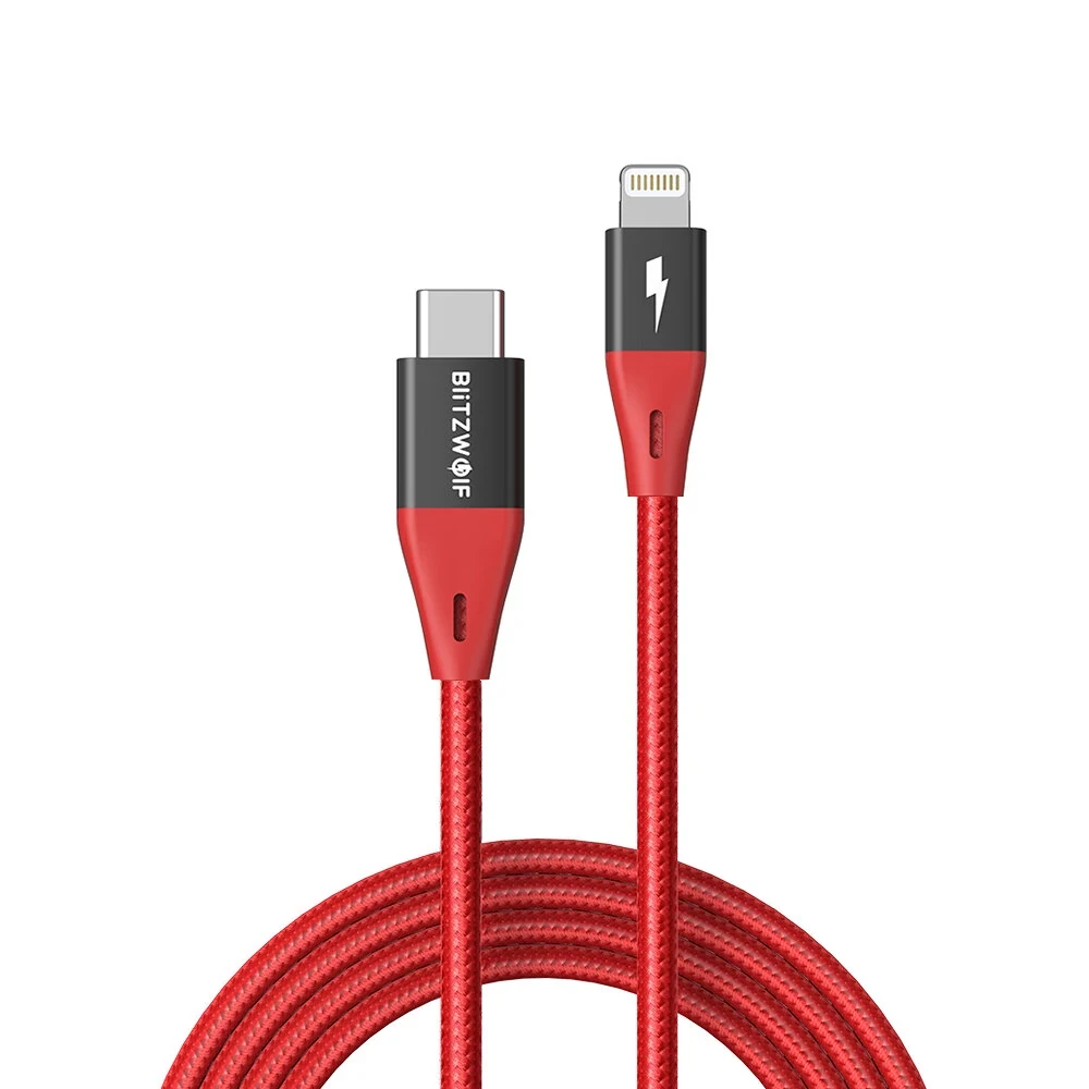 Кабель MFi зарядний BlitzWolf USB-C — Lightning 20 Вт Fast Charging Cable for iPhone PD3.0 1.8 м Red (BW-CL3)
