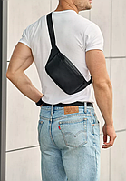 Стильна сумка поясна повсякденна з екошкіри ,Містка чорна бананка