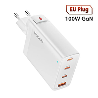 Зарядное устройство СЗУ Toocki Gan Travel Charger 3C1A 100W White (P100AU01A3C0)