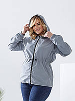 Жіноча демісезонна куртка/ вітрівка Батал арт А101 / демісезонна куртка / сірий/ сірого кольору