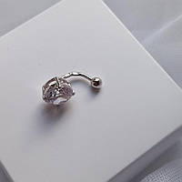 Срібна сережка для пірсингу Камінчик 9 мм Срібний пірсинг