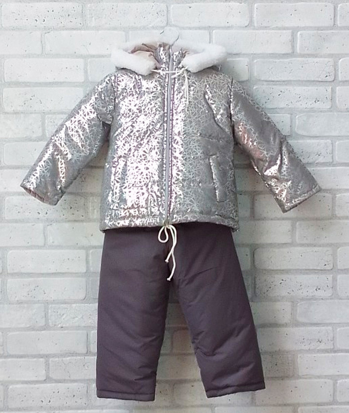 Оптом дитячий зимовий комбінезон для дівчинки з підстібкою на овчині куртка та штани комбез р.1-2 3-4 5-6 років