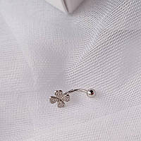 Срібна сережка для пірсингу Конюшина Срібний пірсинг