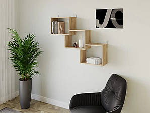 Настінна полиця для книг на 3 комірки ДСП, сучасні полички для дому, сучасні полички для дому II FT-10 Дуб Сонома