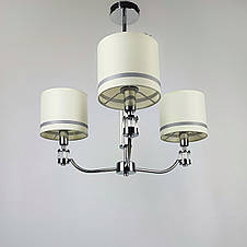 Люстра класична 3 білих текстильних абажура Е14 хром 56х58 см, фото 3