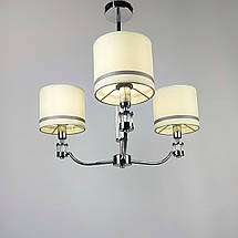 Люстра класична 3 білих текстильних абажура Е14 хром 56х58 см, фото 5