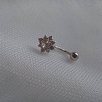 Срібна сережка для пірсингу Квітка Срібний пірсинг