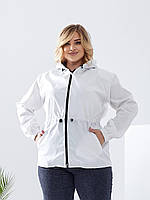 Жіноча демісезонна куртка/ вітрівка Батал арт А101 / демісезонна куртка / білий/ білого кольору