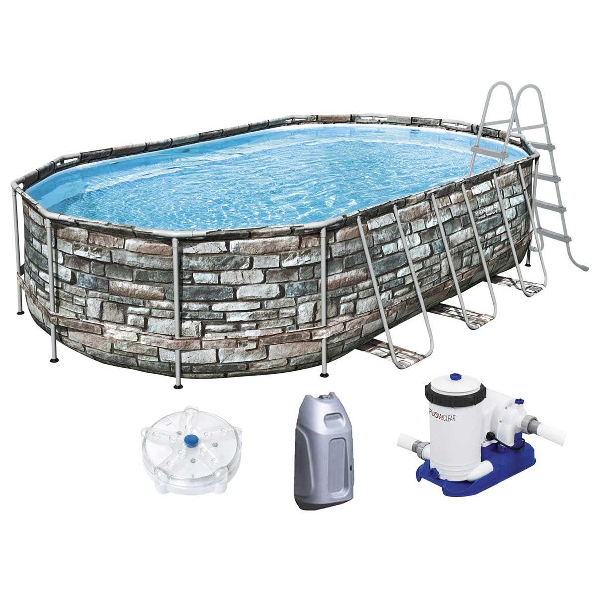 Басейн Bestway 56719 Power Steel 610 x 366 x 122 см Comfort Jet, фільтр-насос 946З л / год, сходи,