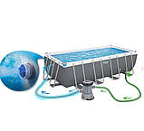 Басейн Bestway 56670 каркасний 488 х244 х122 фільтр-насос, сходи, тент, фото 2