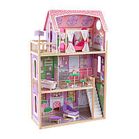 Большой игровой кукольный домик AVKO Вилла Бергамо Розовый 72 х 38 х 113 см на 3 этажа + 8 аксессуаров