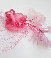 Розовая шляпка / вуалька / вуалетка "Лизи"