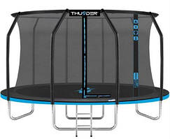 Батут Thunder ELITE 374см з внутрішньою сіткою та драбинкою 72 пружин чорний