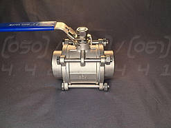 Кран кульовий нержавіючий DN 50 (2") трискладовий, приварний встик, повнопрохідний, з фіксатором