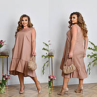 Красивый платье сарафан льняной женский больших размеров свободного кроя 52-54, 56-58, 60-62, 64-66 в цветах!