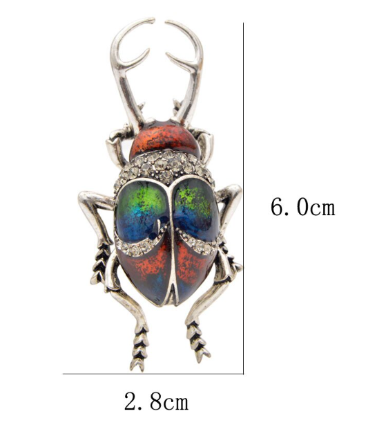 Брошь брошка значок металлический обьемный разноцветный жук олень насекомое - фото 2 - id-p1886731528