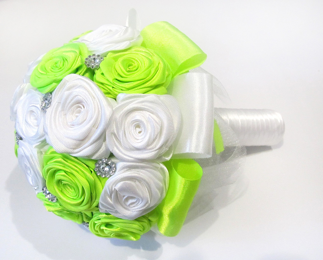 🔥 Розпродаж! Весільний Брош-букет Біло-салатовий