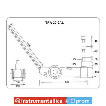 Домкрат пневмогідравлічний підкатний 30 т 15 т TRA30-2AL Torin