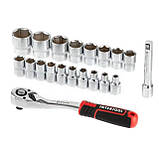 Набір головок 1/2 "8-32 мм., Подовжувач, рукоятка з храповим механізмом 72 зуба, 20ед., Cr-V STORM INTERTOOL mst mst, фото 2