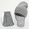 Комплект жіночий зимовий ангора з вовною (шапка+шарф+рукавички) ODYSSEY 56-58 см сірий 12129 - 8025 - 4002, фото 3
