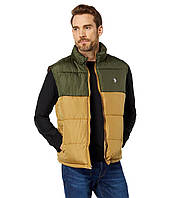 Жилет утепленный U.S. POLO Color-Block Puffer Vest Coyote Brown Доставка з США від 14 днів - Оригинал