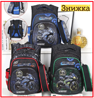 Детский школьный 4D рюкзак портфель для мальчика Мотоцикл ранец для школы с пеналом в комплекте