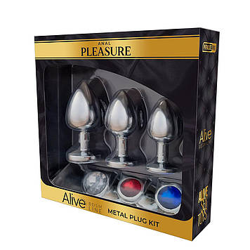 Набір металевих анальних пробок Alive Metal Plug Kit, діаметр 3,2 см / 3,5 см / 4,1 см Bomba💣