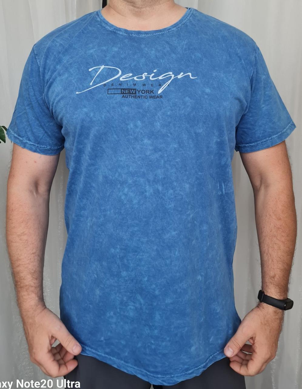Мужская футболка синий цвет с надписью. Размер 3XL 4XL 5XL 6XL. - фото 1 - id-p510352855