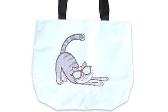 Сумка для вишивки бісером "Кіт", сіра, СК97С, 37*33*6см, ручка 60см, ЮМА