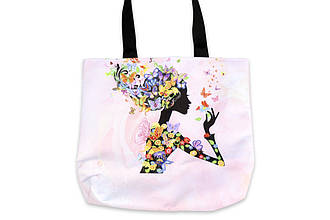 Сумка для вишивки бісером "Дівчина з метеликами", бежева, СК21, 37*33*6см, ручка 60см, ЮМА