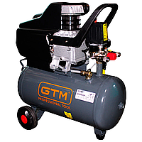 Мощный масляный воздушный поршневой компрессор GTM KABM2024: 24 л, 1.8 кВт, 8 бар, 170 л/мин, вес 23,5 кг SPL