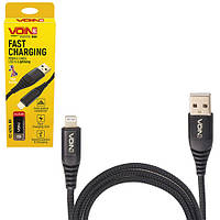 Кабель VOIN CC-4202L BK USB - Lightning 3А, 2m, black (быстрая зарядка/передача данных) (CC-4202L BK)