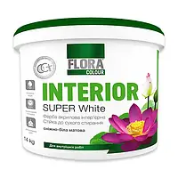 Краска интерьерная акриловая FLORA Сolour Super White INTERIOR стойкая для сухого истирания белая