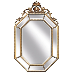 Декоративне дзеркало в дерев'яній рамі напольно-настінне 144 см золото
