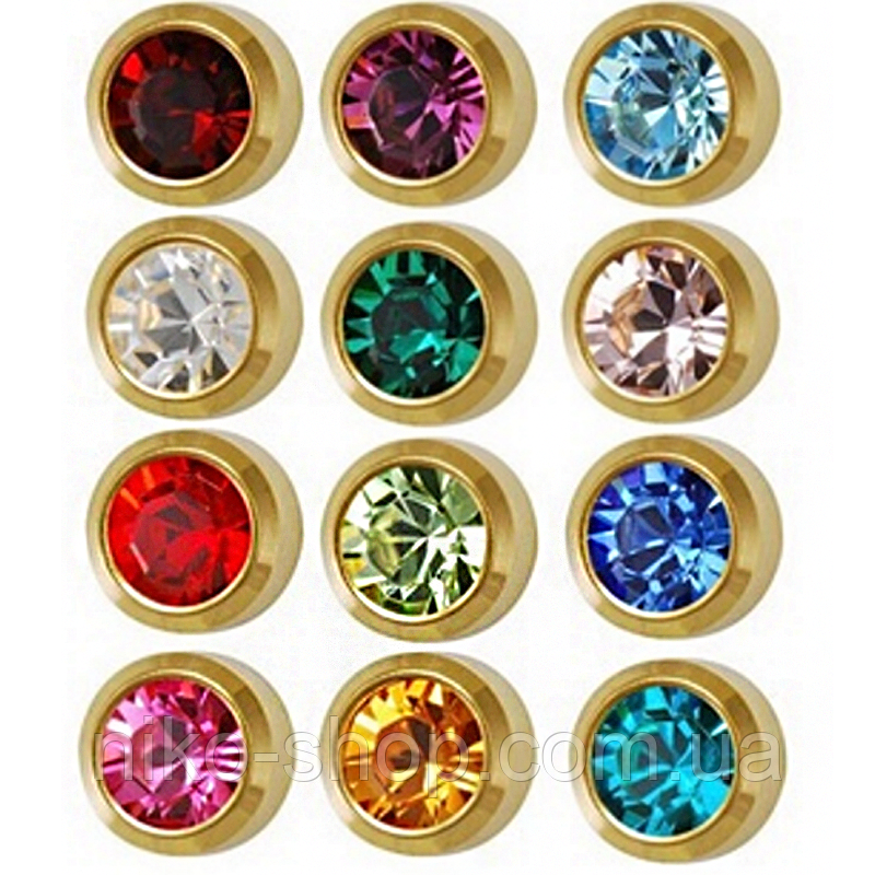 Набір сережок Studex Гороскоп 12 кольорів в одній упаковці завальцований середні з позолотою 12 шт., фото 1