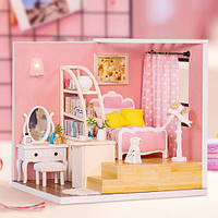 Меблі дерев'яні для ляльок M-012 кімната спальня музична, набір для творчості
