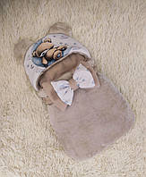 Спальник из махры для новорожденных, бежевый с принтом