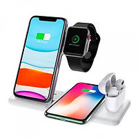 Беспроводная зарядка док-станция MICRONIK Q20 4в1 быстрая зарядка для Android iWatch AirPods iPhone белая