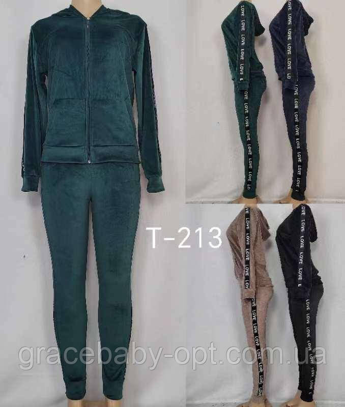 Жіночий велюровий спортивний костюм 2 в 1 оптом, S-XL рр., № Hay-T-213, фото 1