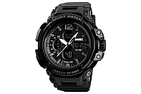 Мужские наручные электронные часы Skmei 1343 All Black спортивные водостойкие кварцевые часы