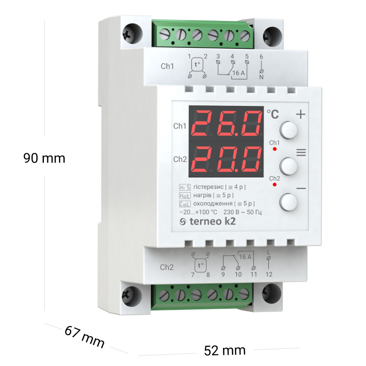 Двоканальний терморегулятор Terneo k2 - фото 3 - id-p121208293